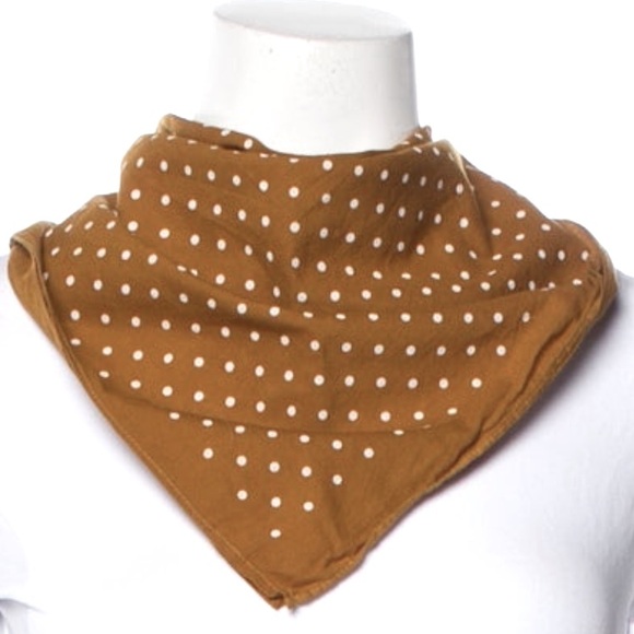 Sezane Accessories - Sezane Gaston square cotton scarf ochre / mustard polka dot